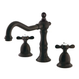 Essex Two-Handle 3-Hole Deck Mount Widespread Bathroom Faucet with Brass Pop-Up