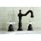 Heritage Two-Handle 3-Hole Deck Mount Widespread Bathroom Faucet with Brass Pop-Up