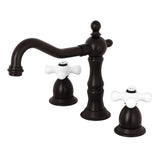 Heritage Two-Handle 3-Hole Deck Mount Widespread Bathroom Faucet with Brass Pop-Up