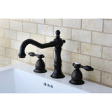 Tudor Two-Handle 3-Hole Deck Mount Widespread Bathroom Faucet with Brass Pop-Up Drain