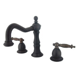Heritage Two-Handle 3-Hole Deck Mount Widespread Bathroom Faucet with Brass Pop-Up