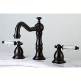 Wilshire Two-Handle 3-Hole Deck Mount Widespread Bathroom Faucet with Brass Pop-Up