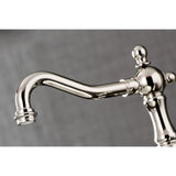 Heritage Two-Handle 3-Hole Deck Mount Widespread Bathroom Faucet with Brass Pop-Up