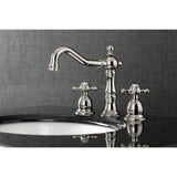 Heritage Two-Handle 3-Hole Deck Mount Widespread Bathroom Faucet with Brass Pop-Up