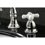 Heritage Two-Handle 3-Hole Deck Mount Widespread Bathroom Faucet with Brass Pop-Up