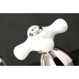 Heritage Two-Handle 3-Hole Deck Mount Widespread Bathroom Faucet with Brass Pop-Up