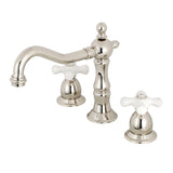 Heritage Two-Handle 3-Hole Deck Mount Widespread Bathroom Faucet with Brass Pop-Up