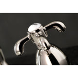 French Country Two-Handle 3-Hole Deck Mount Widespread Bathroom Faucet with Brass Pop-Up