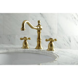 Heritage Two-Handle 3-Hole Deck Mount Widespread Bathroom Faucet with Brass Pop-Up