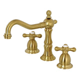 Heritage Two-Handle 3-Hole Deck Mount Widespread Bathroom Faucet with Brass Pop-Up