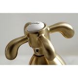 French Country Two-Handle 3-Hole Deck Mount Widespread Bathroom Faucet with Brass Pop-Up