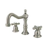 Heritage Two-Handle 3-Hole Deck Mount Widespread Bathroom Faucet with Brass Pop-Up