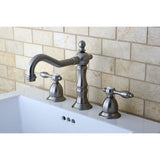 Tudor Two-Handle 3-Hole Deck Mount Widespread Bathroom Faucet with Brass Pop-Up Drain