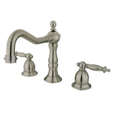 Heritage Two-Handle 3-Hole Deck Mount Widespread Bathroom Faucet with Brass Pop-Up