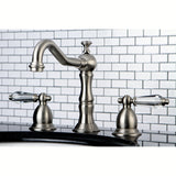 Wilshire Two-Handle 3-Hole Deck Mount Widespread Bathroom Faucet with Brass Pop-Up