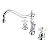Heritage Two-Handle 3-Hole Deck Mount Widespread Bathroom Faucet with Brass Pop-Up