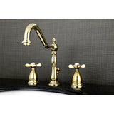 Essex Two-Handle 3-Hole Deck Mount Widespread Bathroom Faucet with Brass Pop-Up