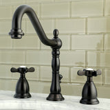 Essex Two-Handle 3-Hole Deck Mount Widespread Bathroom Faucet with Brass Pop-Up