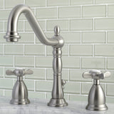 Essex Two-Handle 3-Hole Deck Mount Widespread Bathroom Faucet with Brass Pop-Up