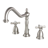 Essex Two-Handle 3-Hole Deck Mount Widespread Bathroom Faucet with Brass Pop-Up