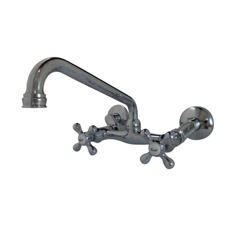 Kingston Double-Handle 2-Hole Wall-Mount Bridge Kitchen Faucet