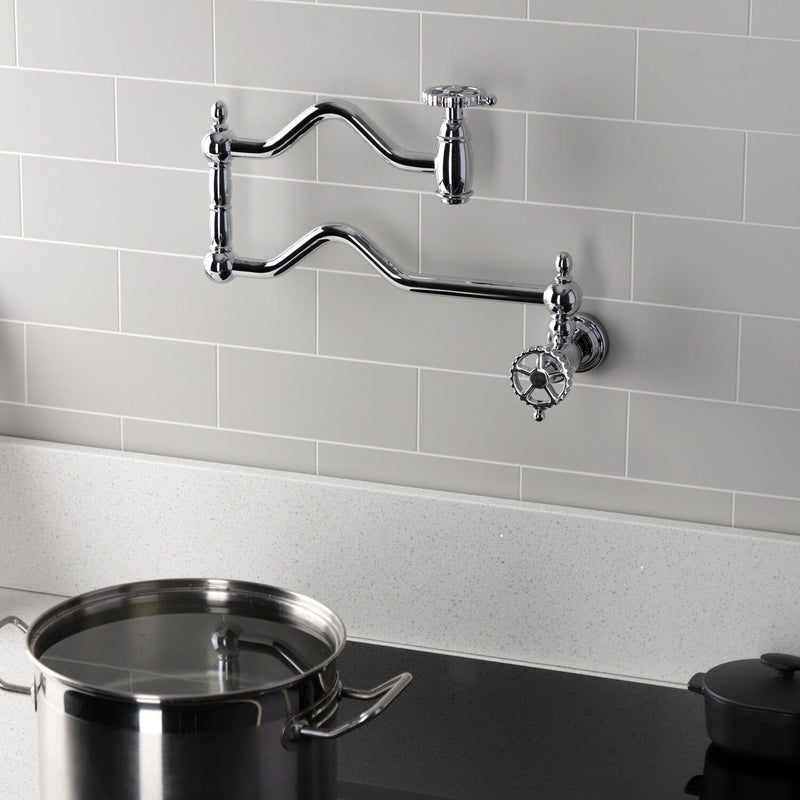 Fuller Two-Handle 1-Hole Wall Mount Pot Filler Faucet