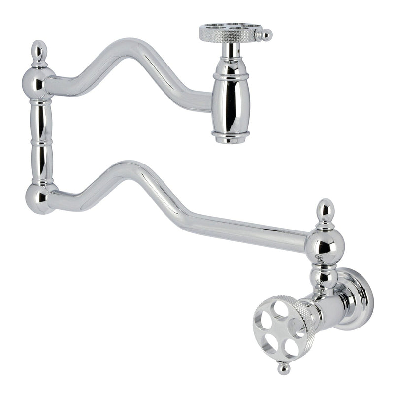 Webb Two-Handle 1-Hole Wall Mount Pot Filler Faucet with Knurled Handle