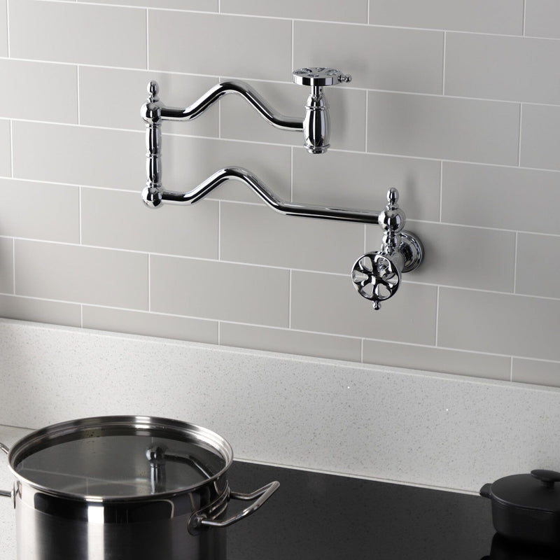 Belknap Two-Handle 1-Hole Wall Mount Pot Filler Faucet