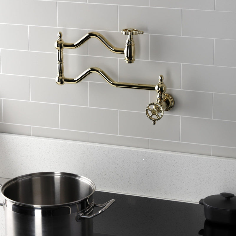 Fuller Two-Handle 1-Hole Wall Mount Pot Filler Faucet