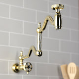 Webb Two-Handle 1-Hole Wall Mount Pot Filler with Knurled Handle