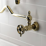 Webb Two-Handle 1-Hole Wall Mount Pot Filler with Knurled Handle