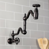 Webb Two-Handle 1-Hole Wall Mount Pot Filler with Knurled Handle