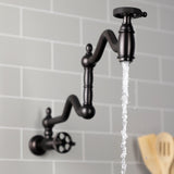 Webb Two-Handle 1-Hole Wall Mount Pot Filler with Knurled Handle