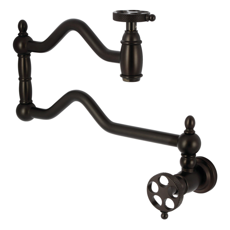 Webb Two-Handle 1-Hole Wall Mount Pot Filler Faucet with Knurled Handle