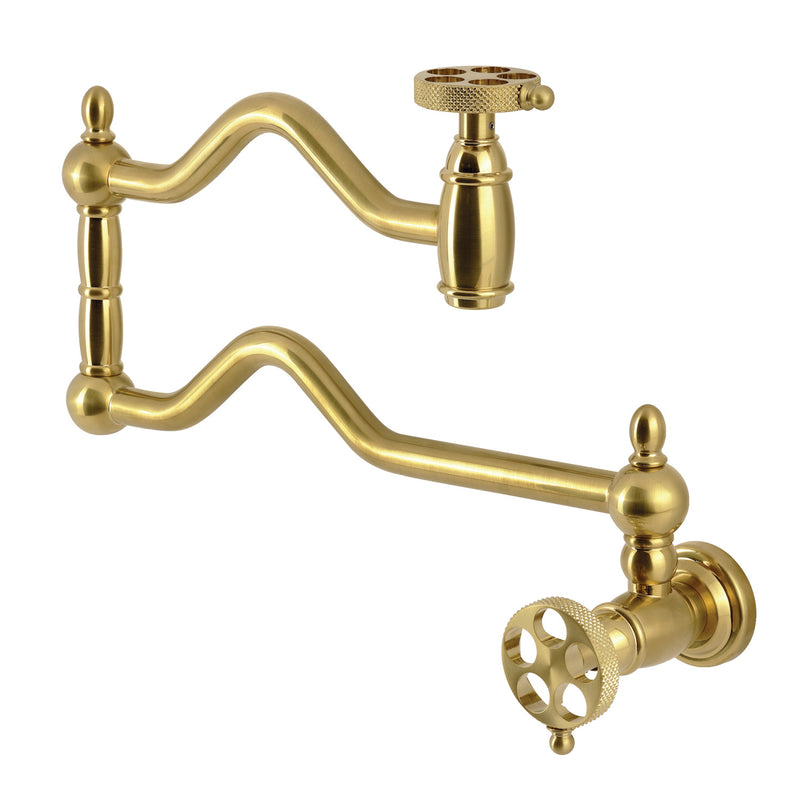 Webb Two-Handle 1-Hole Wall Mount Pot Filler Faucet with Knurled Handle
