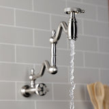 Webb Two-Handle 1-Hole Wall Mount Pot Filler with Knurled Handle