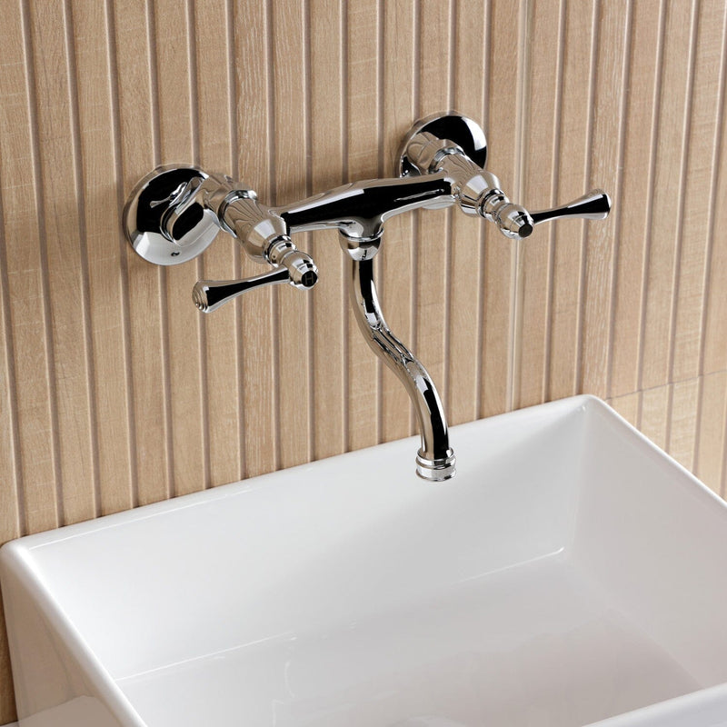Kingston Double-Handle 2-Hole Wall Mount Bathroom Faucet