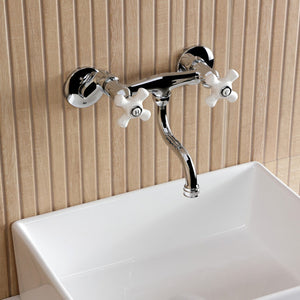 Kingston Double-Handle 2-Hole Wall Mount Bathroom Faucet