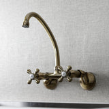 Kingston Double-Handle 2-Hole Wall-Mount Bridge Kitchen Faucet