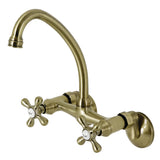 Kingston Double-Handle 2-Hole Wall-Mount Bridge Kitchen Faucet