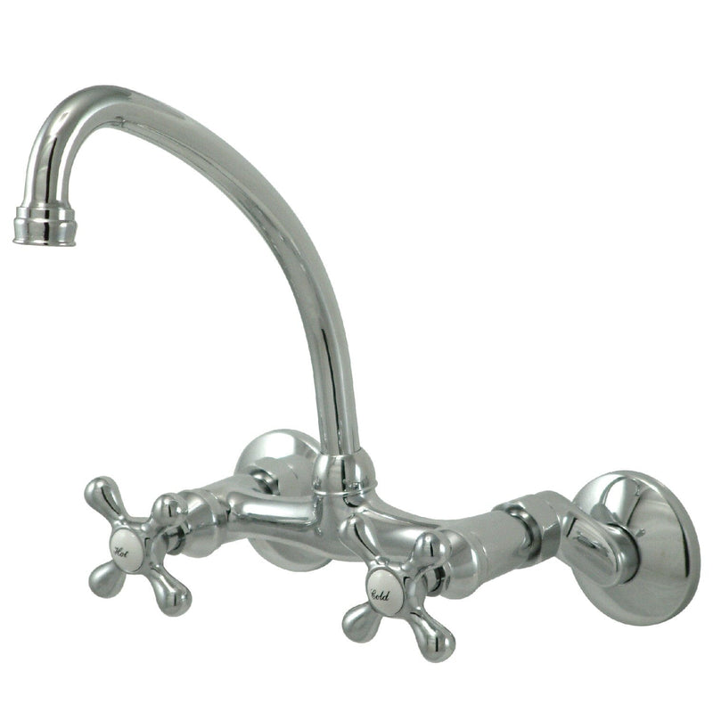 Kingston Double-Handle 2-Hole Wall-Mount Bridge Kitchen Faucet