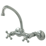 Kingston Double-Handle 2-Hole Wall-Mount Bridge Kitchen Faucet