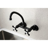 Kingston Double-Handle 2-Hole Wall-Mount Bridge Kitchen Faucet