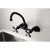 Kingston Double-Handle 2-Hole Wall-Mount Bridge Kitchen Faucet