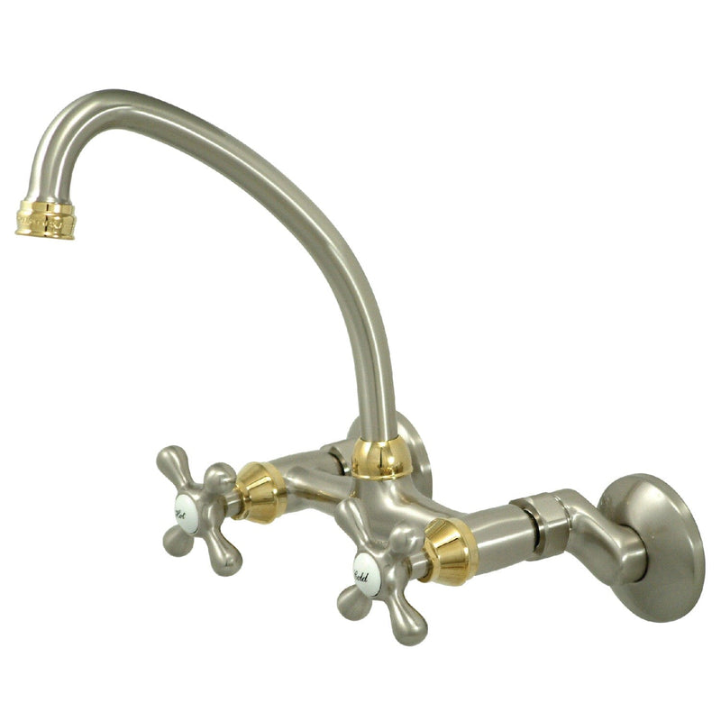 Kingston Double-Handle 2-Hole Wall-Mount Bridge Kitchen Faucet