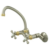 Kingston Double-Handle 2-Hole Wall-Mount Bridge Kitchen Faucet