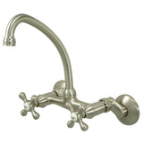 Kingston Double-Handle 2-Hole Wall-Mount Bridge Kitchen Faucet