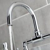 Belknap Two-Handle 2-Hole Deck Mount Bridge Bathroom Faucet with Push Pop-Up Drain