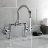 Belknap Two-Handle 2-Hole Deck Mount Bridge Bathroom Faucet with Push Pop-Up Drain