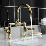 Whitaker Two-Handle 2-Hole Deck Mount Bridge Bathroom Faucet with Push Pop-Up Drain